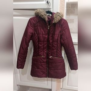Celebrity Pink Women Hoodie Puffer Jacket Size M Burgundy